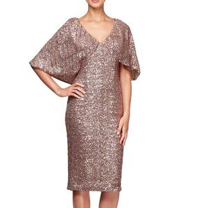 Stretchy Alex Evenings Metal Rose Gold Sequin Dress size 16W